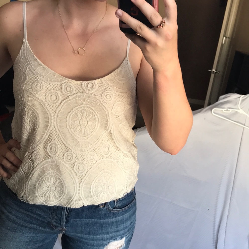 Cream laced cropped top